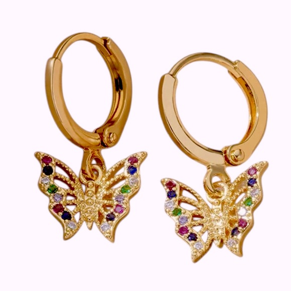 NEW BUTTERFLY HUGGIE HOOP EARRINGS - Picture 1 of 3